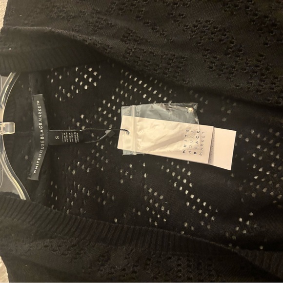 White House Black Market Black Shrug with V-Neck and Mesh Sleeves - Picture 4 of 5